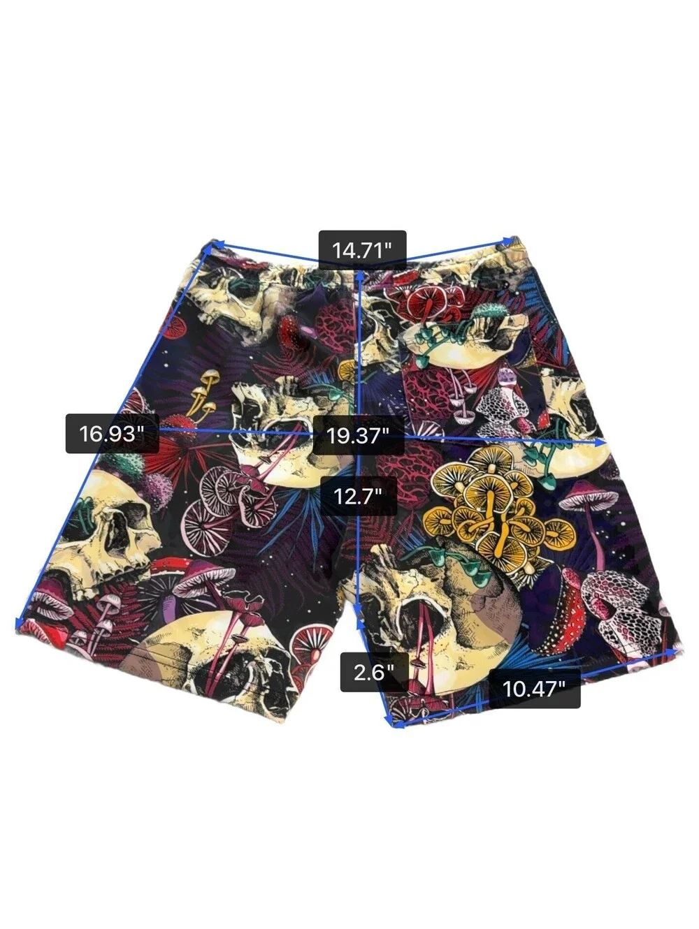 Fresh Prints of Bel-Air Men's Black Multi Skull Mushroom Shorts Small